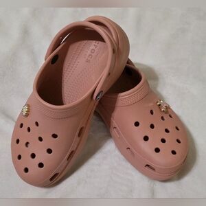 Pink Plafform Crocs with Charms